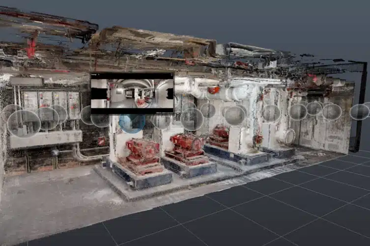 Matterport 3D-mallin E57 pistepilvitiedosto teollisuustilan visualisoinnissa
