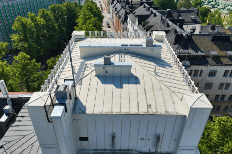 experium drone rakennuksen kattotarkastus